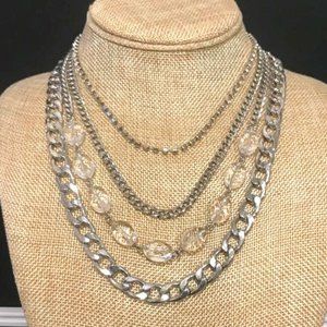Silver-Tone Multi Strand Layered Necklace